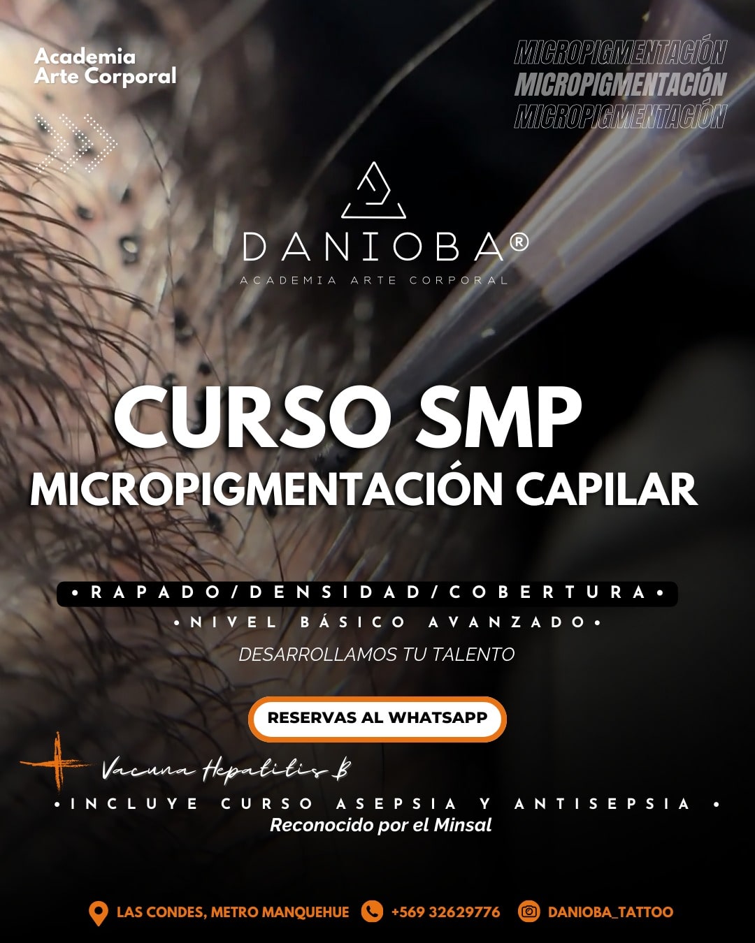 Curso Micropigmentación Capilar SMP Rapado, densidad y cobertura. Academia DANIOBA